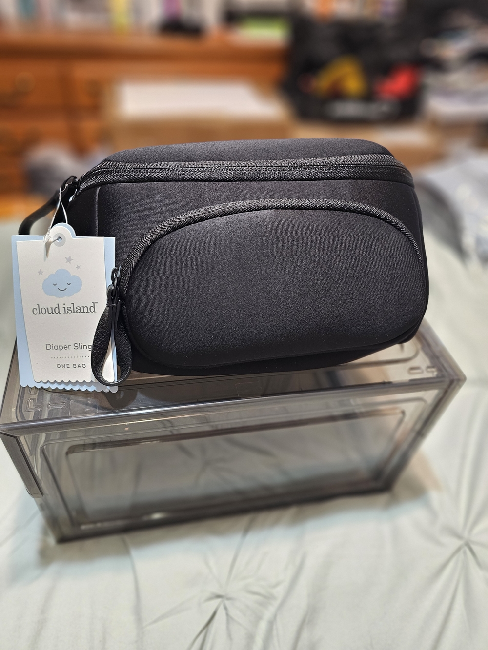 cloud island black toiletry/diaper sling bag